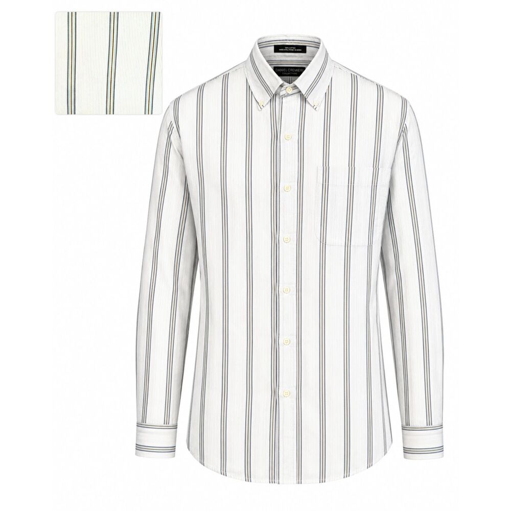 Daniel Crémieux Collection Striped Dress Shirt Mens Sz M Blue White Smart Casual